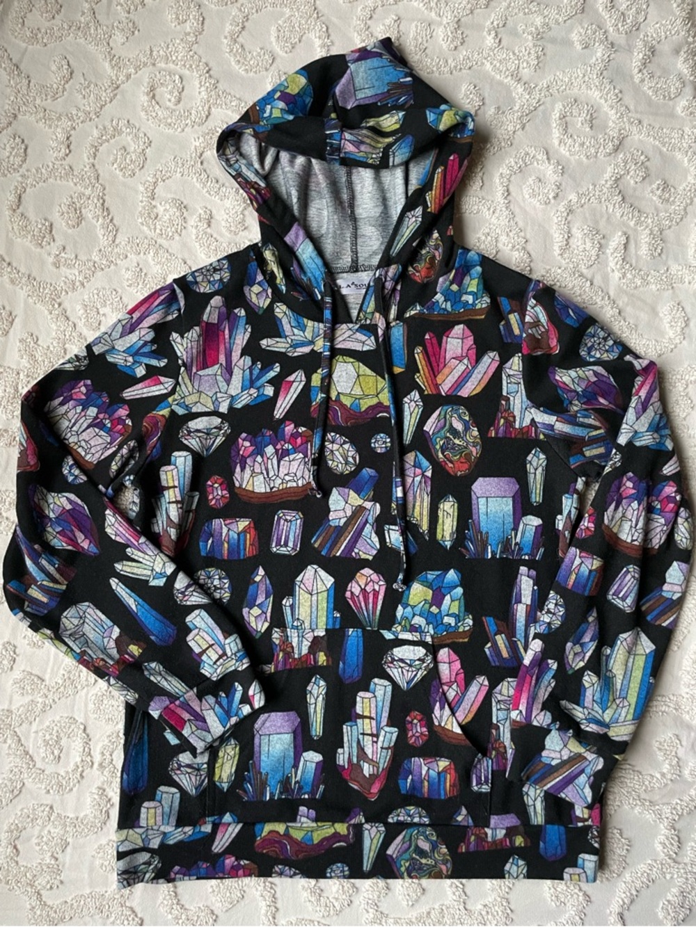 Colorful Crystal Print Hoodie small medium